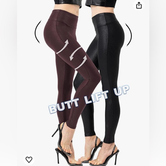 Retro gong women’s faux leather leggings stretch high waisted pleather pants. - Picture 2 of 7